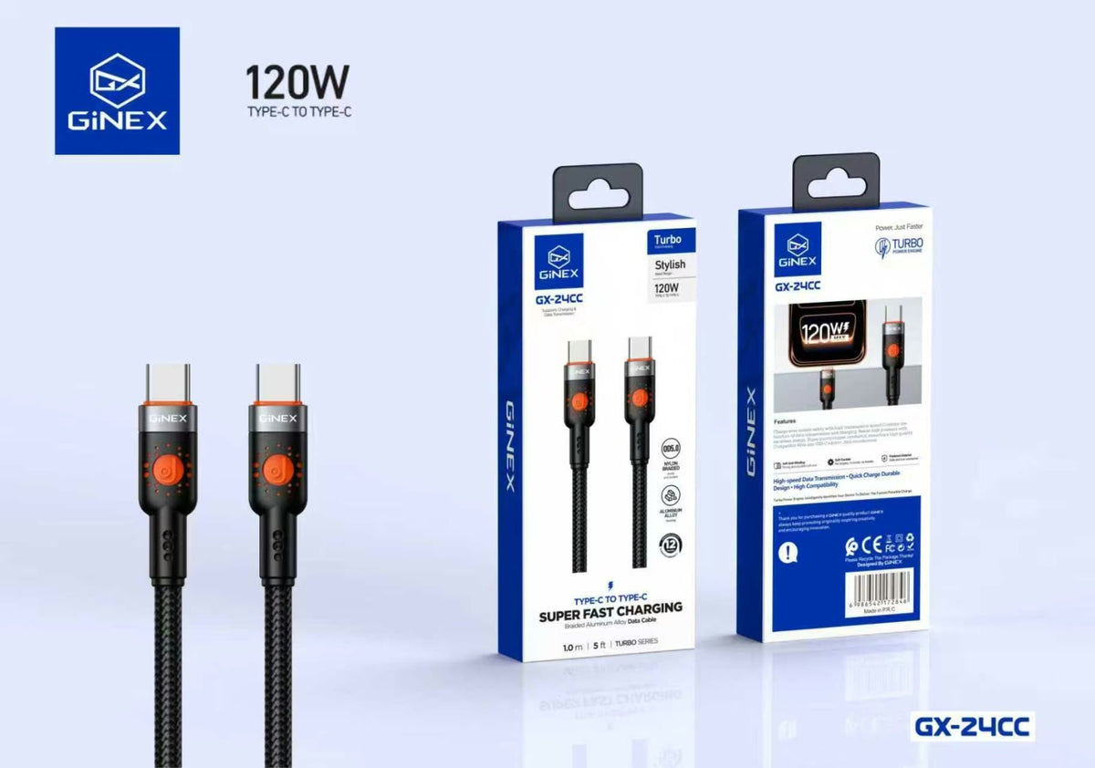 GINEX 120W Type-C to Type-C 1M Super Fast Charging Cable (GX-24CC)