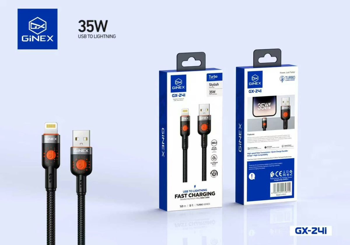 GINEX 35W USB-A to Lightning 1M Fast Charging Cable (GX-24i)