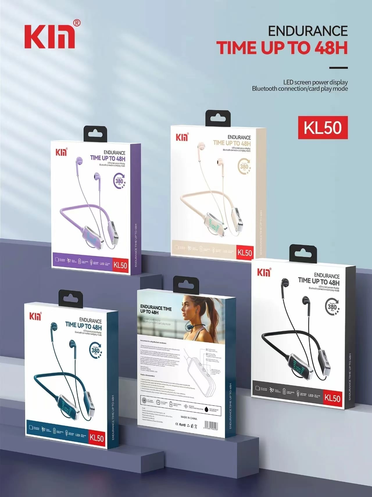KIN Wireless Bluetooth Endurance Neck-Tie Earphones (KL-50)