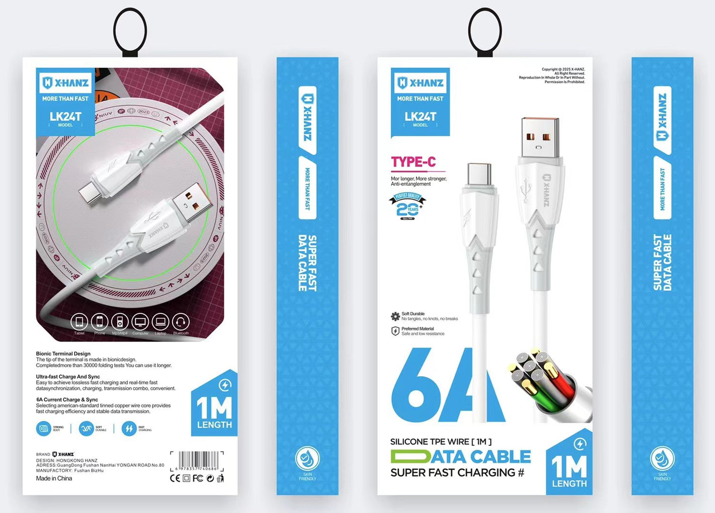 XHANZ 6A USB-A to Type-C 1M Super Fast Charging Cable (LK24T)