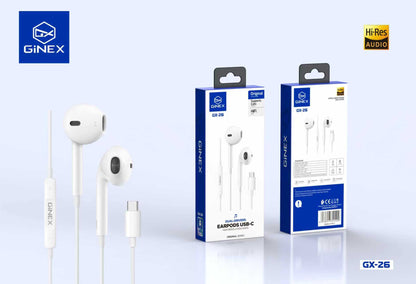 GINEX High Fidelity Audio USB-C Dual Drivers Earphones (GX-26)