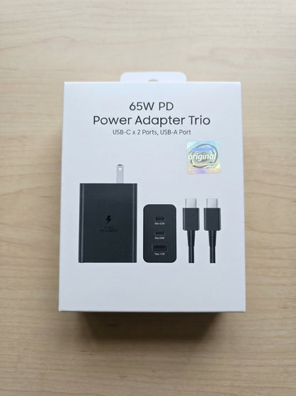 65W PD Power Adapter Trio port with C to C Cable