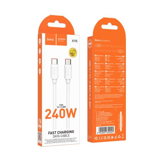HOCO Surpass 240W USB-C to USB-C Ultra Fast Charging Cable (X115-CC)