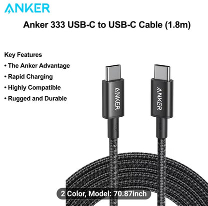 ANKER 100W Braided USB-C to USB-C Charging Cable (333)