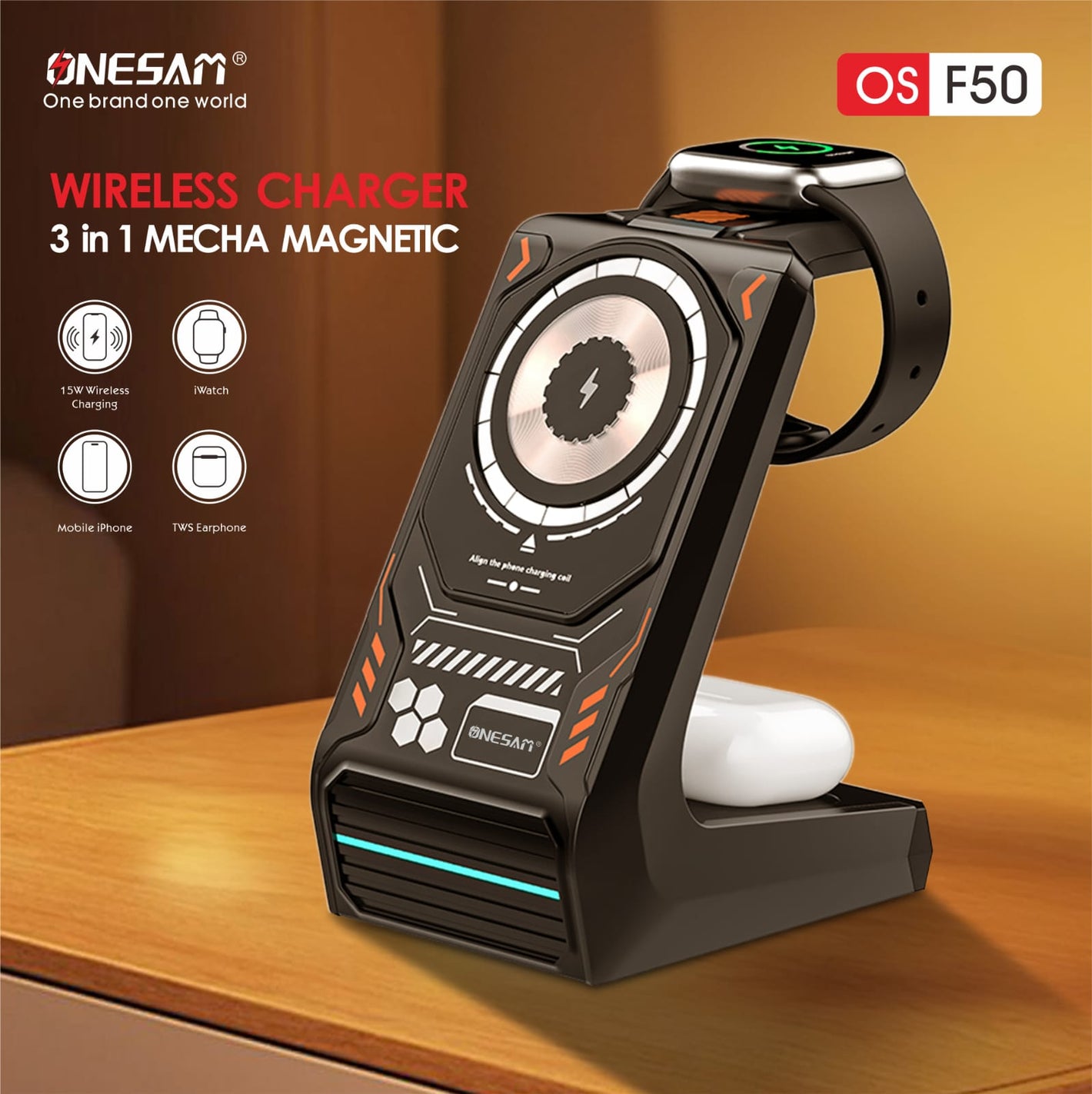 ONESAM 3-in-1 Wireless Charger Mega Magnetic (OS-F50)