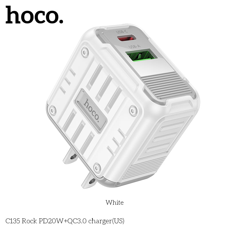 HOCO 20W USB-C +QC3.0 USB-A Multi-Port Charger (C135)