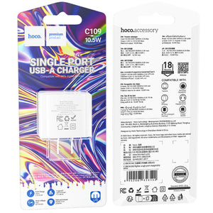 HOCO 10.5W Single USB-A Port Charger (C109)