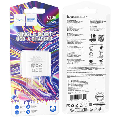 HOCO 10.5W Single USB-A Port Charger (C109)