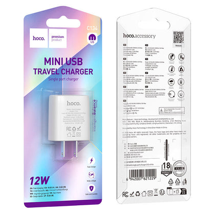 HOCO Mini USB-A 12W Charging Block (C134)