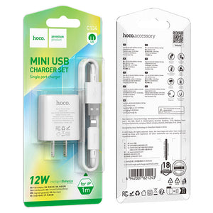 HOCO Mini USB-A 12W Charging Block & Cable Set (C134-S)