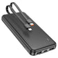 Hoco J118 Ultra-Thin 10000mAh Power Bank with Built-In Cables