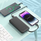 Hoco J118 Ultra-Thin 10000mAh Power Bank with Built-In Cables