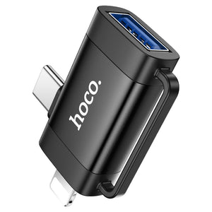 HOCO Lightning (male) & USB-C (male) to USB-A female OTG 2-in-1 adapter (UA31F)