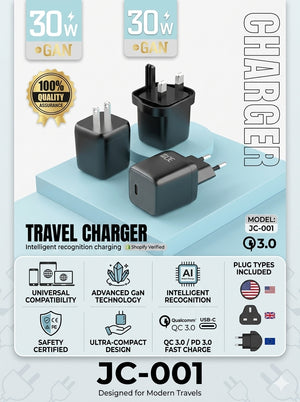 30W C-Port Gallium Nitride Smart Travel Charger (JC-001)