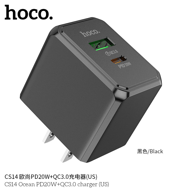 HOCO 20W+QC 3.0 Dual Port Fast Charger (CS14)