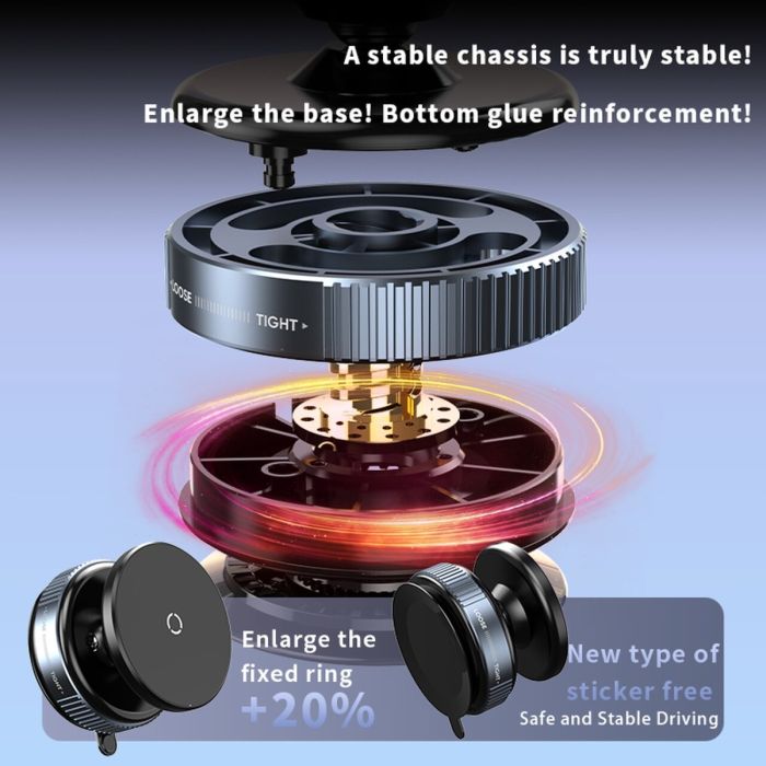 Magnetic Phone Bracket with Rotating Vacuum Suction (K009)