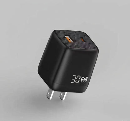 Dual-Port Gallium Nitride 30W Smart Travel Charger (JC-001)