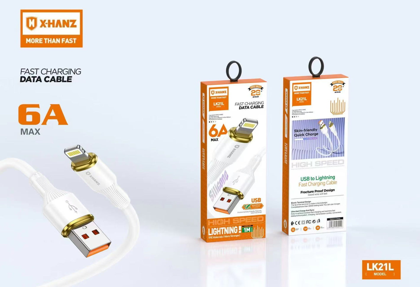 XHANZ USB-A to Lightning 1M Fast Charging Cable (LK21)